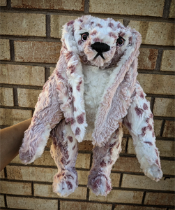 Pink And White Bunny ( YOU CHOOSE THE NAME ) Handmade Teddy Bear ( Mixed Pink Fawn And White Minky Fur W/ Glowing Pink Eyes )