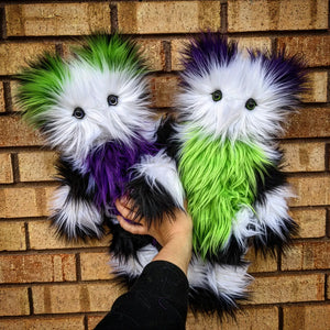 Purple Tummy BLACK and WHITE STRIPED Handmade Monster Teddy Bear