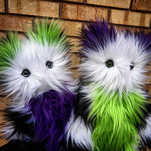 Purple Tummy BLACK and WHITE STRIPED Handmade Monster Teddy Bear